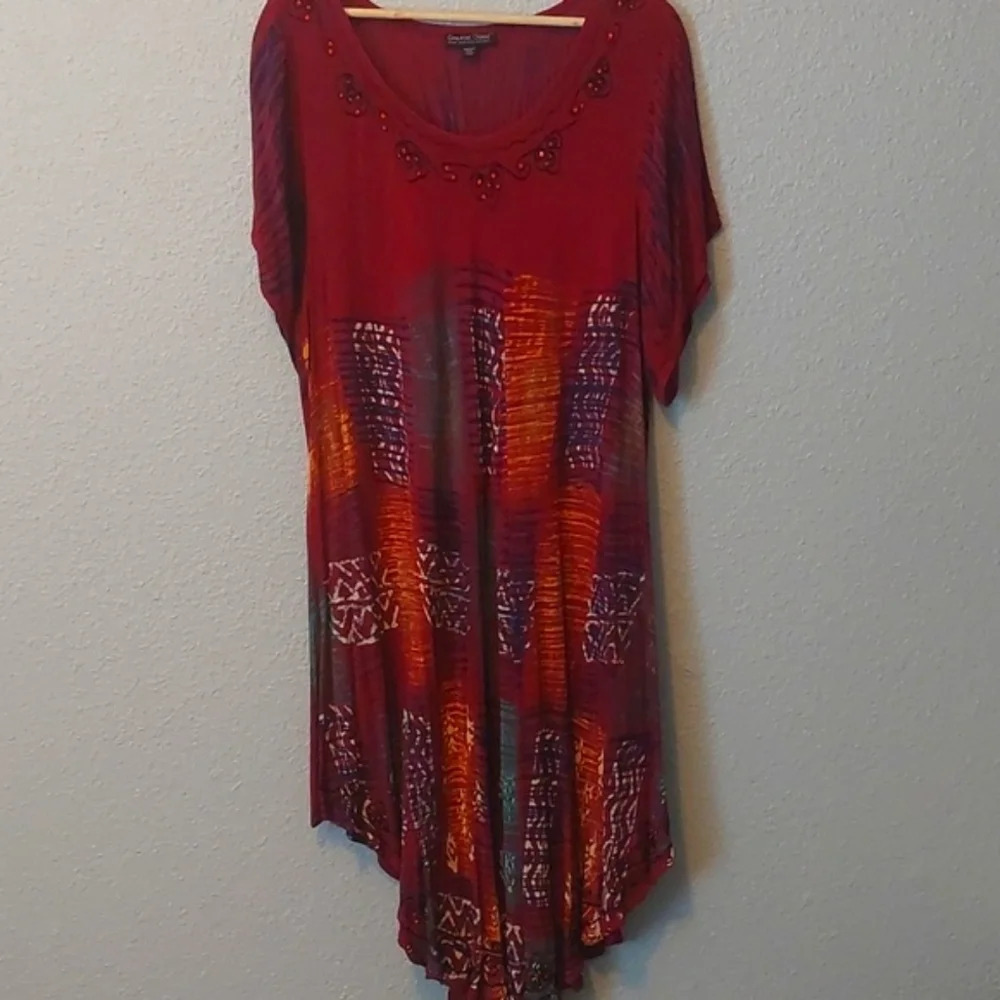 Vintage Midi Dress Multicolored Bohemian Boho Embroidered Beadwork O/S
